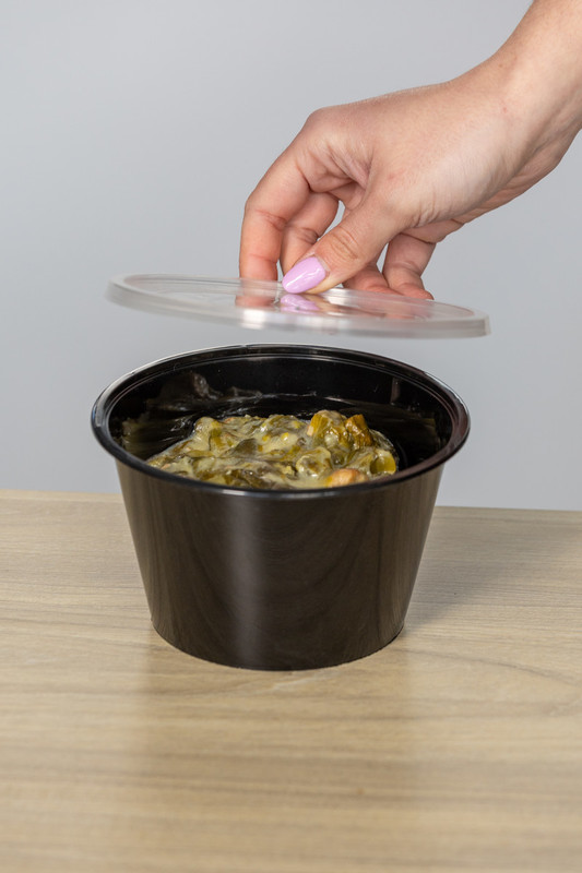 PP Črna Posoda za juho s prozornim pokrovom 1000 mL (50/1) Juhe/QM1000RBN_1