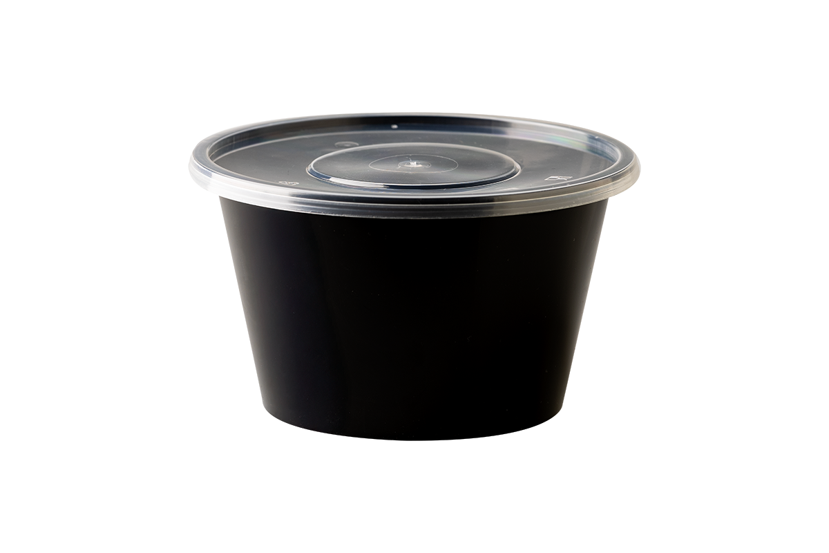 PP Črna Posoda za juho s prozornim pokrovom 1000 mL (50/1) Juhe/QM1000RBN_1