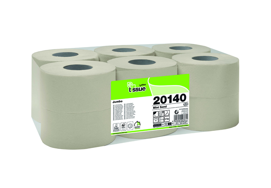 Toaletni papir Jumbo Mini, E-TISSUE, 2-slojni, 140 TM (12/1) Toaletni-papir/C20140