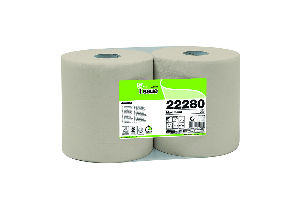 Toaletni papir Jumbo Maxi, E-TISSUE, 2-slojni, 280 TM (6/1) Toaletni-papir/C22280