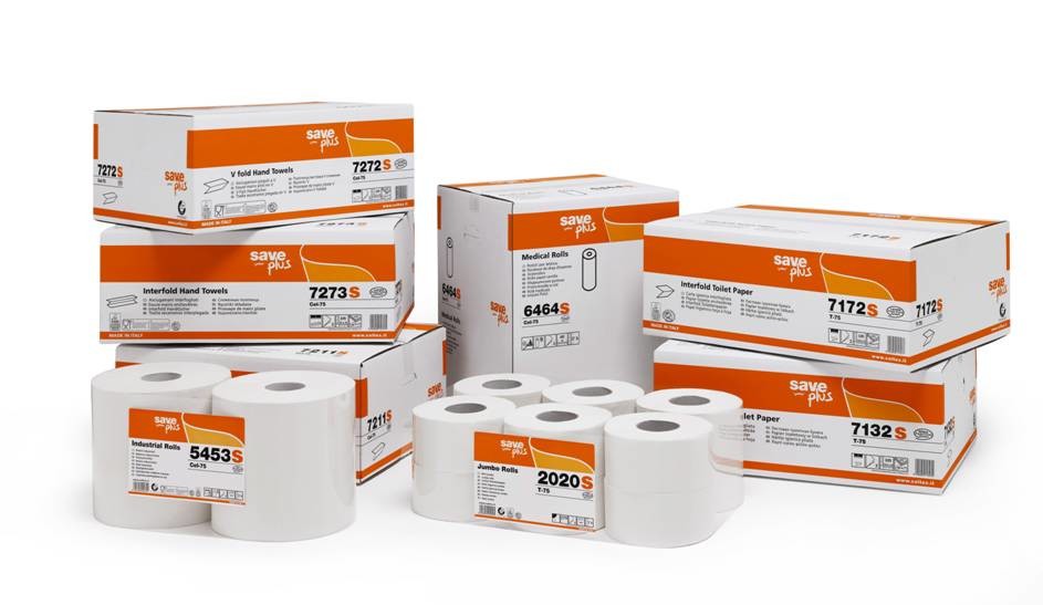 Toaletni papir Jumbo Maxi - SAVE PLUS, 2-slojni, 300 TM (6/1) Toaletni-papir/Save-Plus-range_1