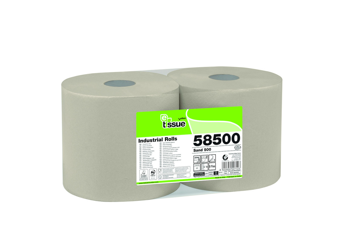 Papirnata rola Bobina SAND E-TISSUE, 500-listna 2/1 Vse-je-zeleno/58500-E-Tissue-Sand-500
