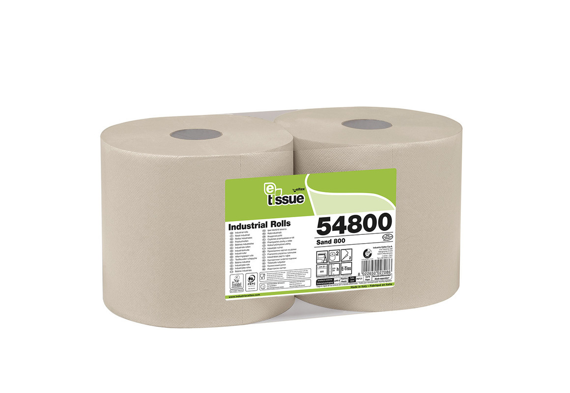 Papirnata rola bobina E-TISSUE sand, 800-listna (2/1)  brisacke/C54800