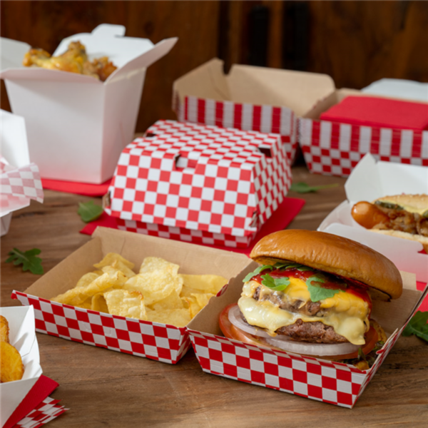 Kartonasta embalaža za BURGER-FITIPALDI RDEČA 14,7 x 14 x 7 cm (50/1) burgerji/274.02.4