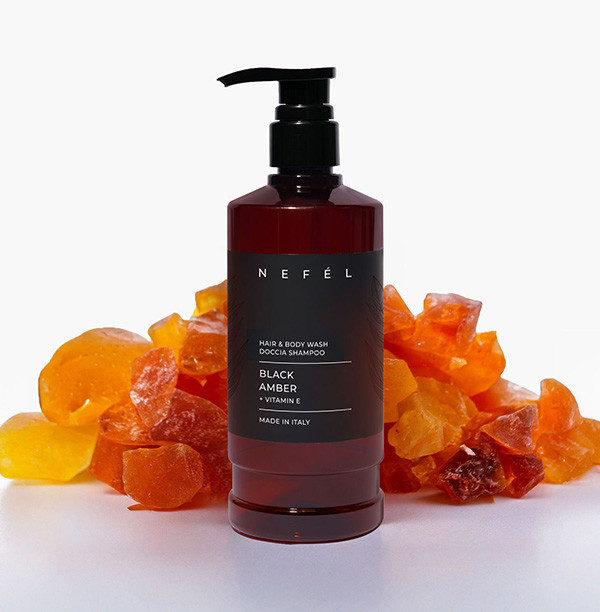 Gel za telo in šampon Nefel - BLACK AMBER 480 mL (1/1) hotelska-kozmetika/nefel_hair_and_body_wash_black_amber_flaconeml_profumo-1