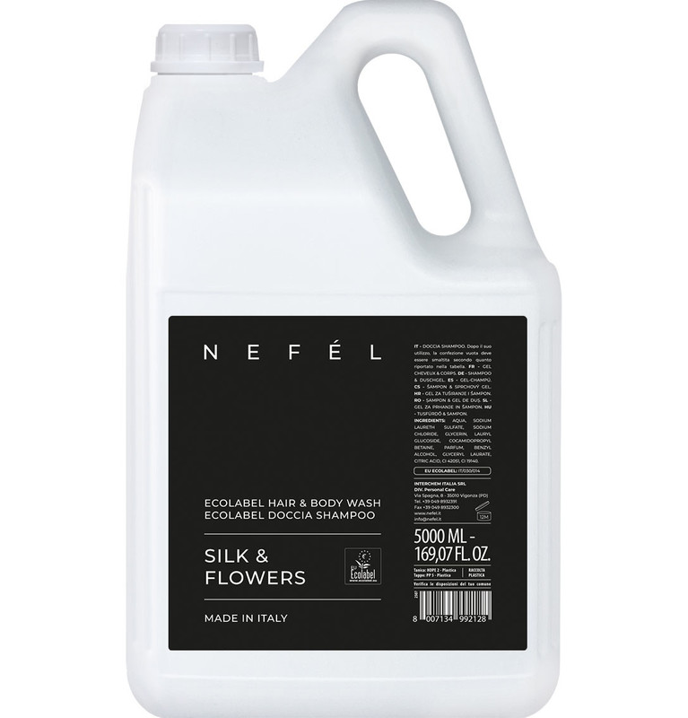 Gel za telo in šampon Nefel - SILK & FLOWERS EcoLabel  5L hotelska-kozmetika/nefel_silk_and_flowers_ecolabel_hair_and_body_wash_tanicaml