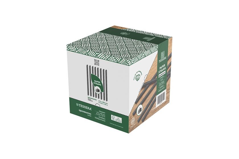 Slamice BIO papirnate ČRNE-box, V:20 cm - fi 0,6 cm (250/1) kozarci-krozniki-in-pribor/Q0620BUKFSC