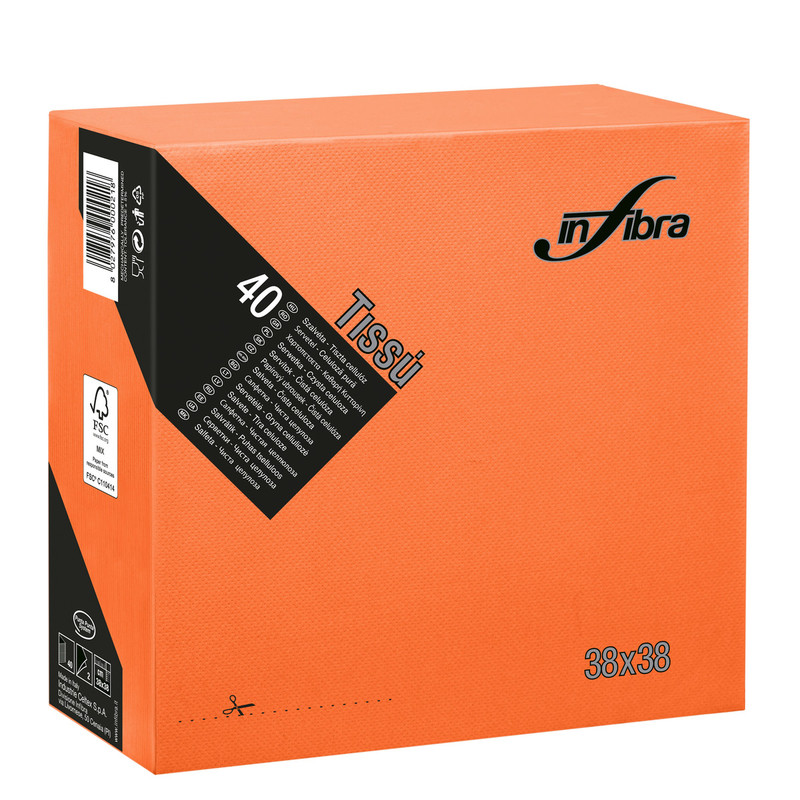 Servieti TISSUE 38 x 38 cm, RAZLIČNIH BARV, 2-slojni (1440/1) linija-tissue/I-0459-Orange