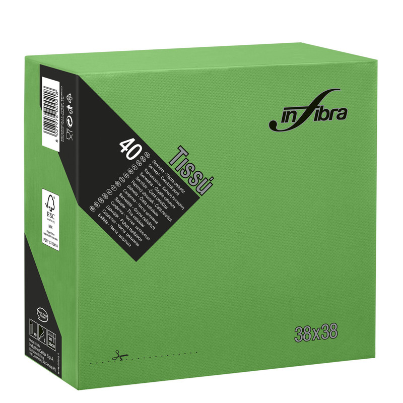 Servieti TISSUE 38 x 38 cm, RAZLIČNIH BARV, 2-slojni (1440/1) linija-tissue/I-0460-Green