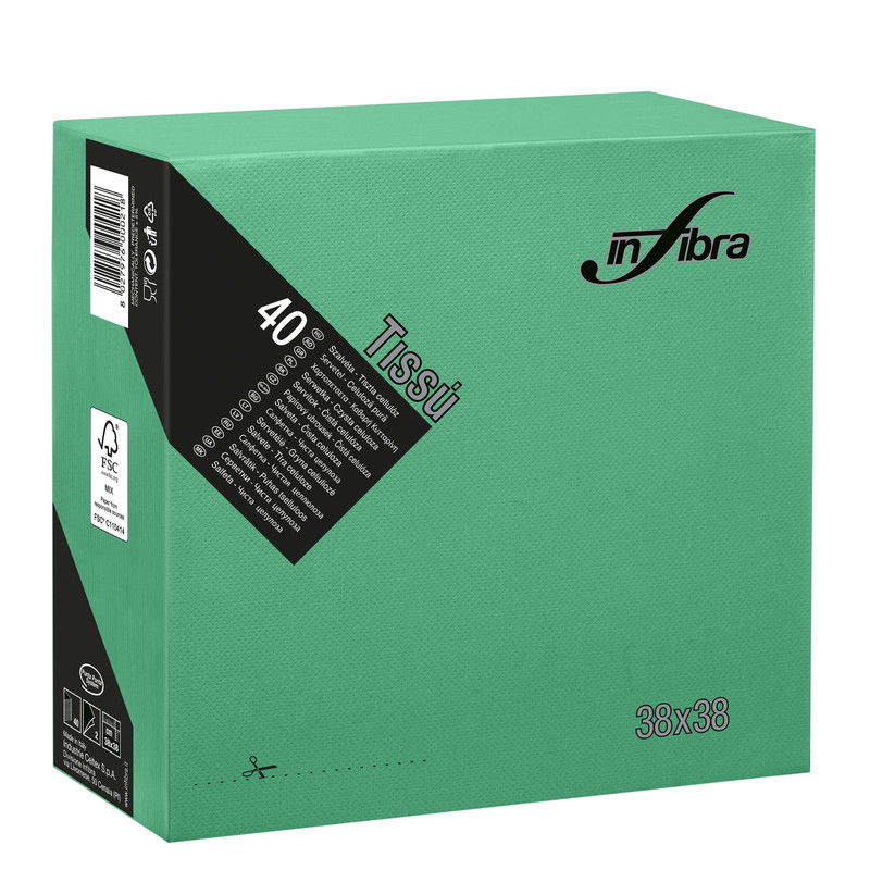 Servieti TISSUE 38 x 38 cm, RAZLIČNIH BARV, 2-slojni (1440/1) linija-tissue/I-0461-Verde-foresta