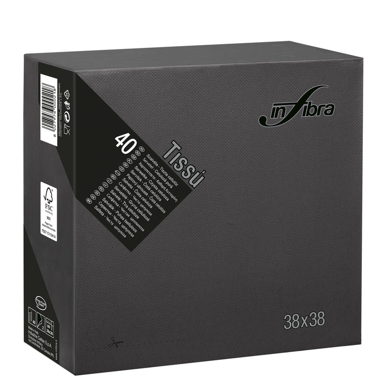 Servieti TISSUE 38 x 38 cm, RAZLIČNIH BARV, 2-slojni (1440/1) linija-tissue/I-0464-Nero