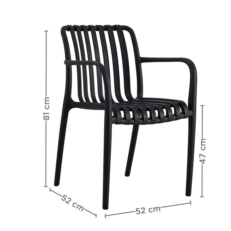 Vrtni stol SUPRA-TEK ČRN PP, 52 x 52 x 81 cm (4 kosi) mize-in-stoli/270.43-IMG-SCHEMA