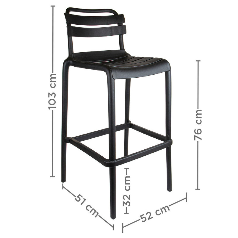 Barski stol z naslonom SUPRA-TEK ČRN PP, 52 x 51 x 103 cm (4 kosi) mize-in-stoli/270.46-IMG-SCHEMA