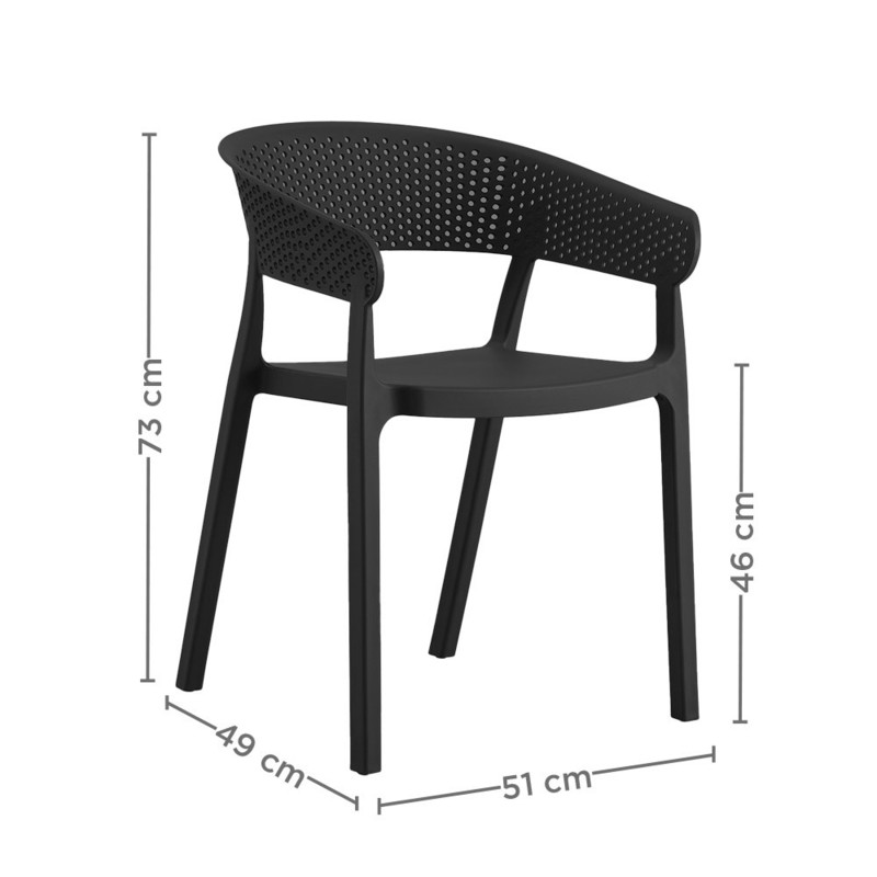 Vrtni stol SUPRA-TEK oval ČRN PP, 51 x 49 x 73 cm (4 kosi) mize-in-stoli/270.55-IMG-SCHEMA