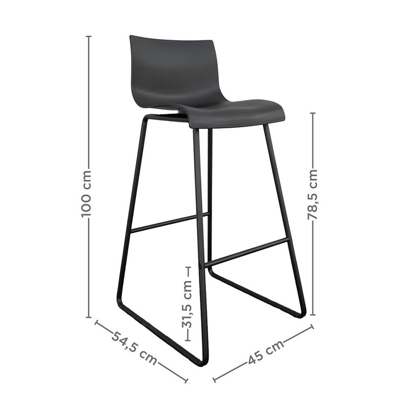 Barski stol z naslonom SUPRA-TEK ČRN PP, 45 x 54,5 x 100 cm (2 kosa) mize-in-stoli/278.88-IMG-05