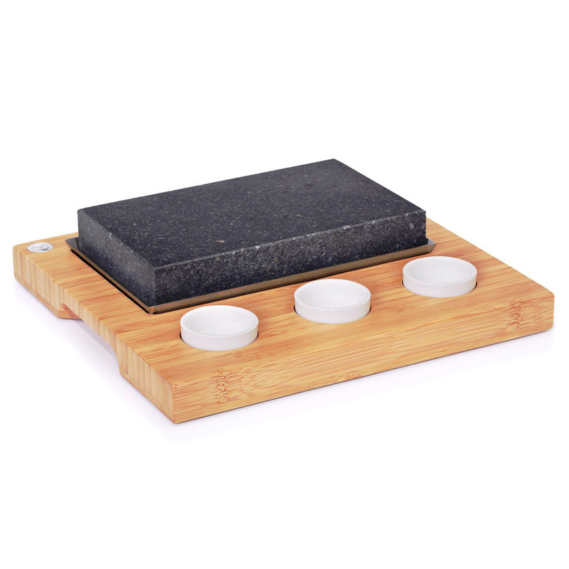 SteakStone plošča za zrezek s tremi posodicami, Lava kamen Fi: 20 x 12 cm (4 kosi) vse-za-bar/204.16.IMG-02